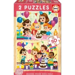 Educa Puzzles Bois<2 Puzzles En Bois 50 Pieces Fete D´Anniversaire
