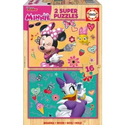 Educa Puzzles Bois<2 Puzzles En Bois De 16 Pieces Minnie