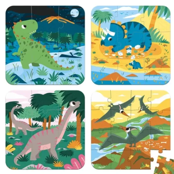 Janod Puzzle Bébé / Enfant<4 Puzzles Evolutifs Dinosaures