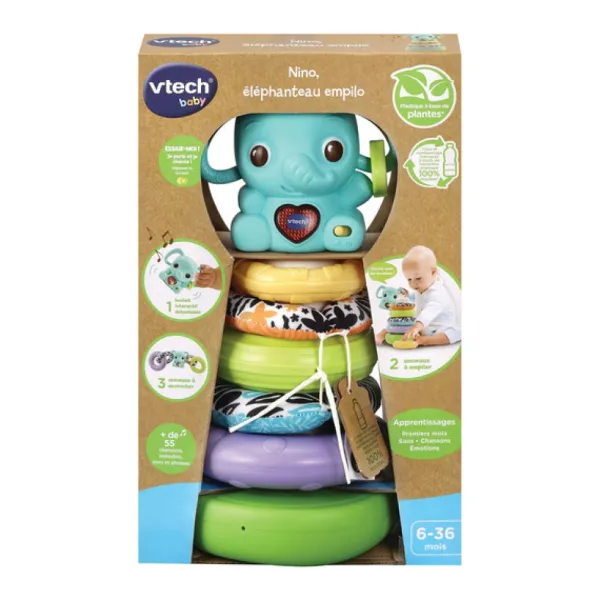 VTech Jouets À Emboîter, À Empiler<Anneaux A Empiler - Nino, Elephanteau Empilo 3 En 1