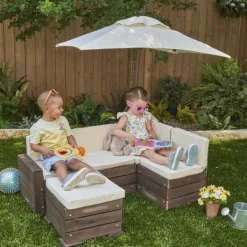 KidKraft Tables Et Chaises De Jardin<Banquette Enfant En Bois Avec Parasol