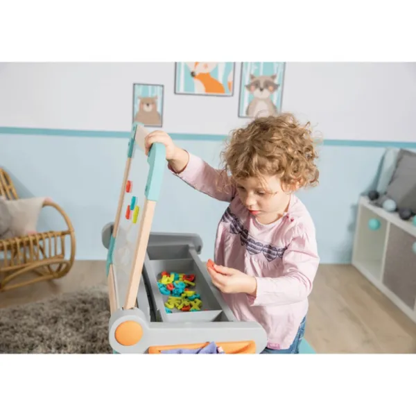 Smoby Tableaux, Ardoises<Bureau Modulo Space - 2 En 1 Pupitre En Bois A Tableau - Ardoise Double Face - Magnetique/Craie - 60 Accessoires
