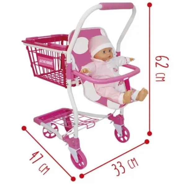 LOVE BEBE Poupons<Chariot De Course Avec Siege Bebe