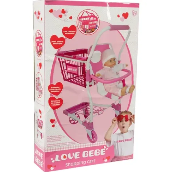 LOVE BEBE Poupons<Chariot De Course Avec Siege Bebe
