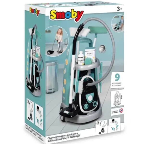 Smoby Nettoyage, Ménage<Chariot De Ménage + Aspirateur Electronique - 9 Accessoires