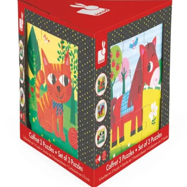 Janod Puzzles Bois<Coffret 3 Puzzles Tornado Titus Et Felix