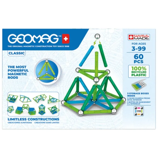 Geomag Constructions Magnétiques, Billes< Ecofriendly 60 Pieces - Couleur