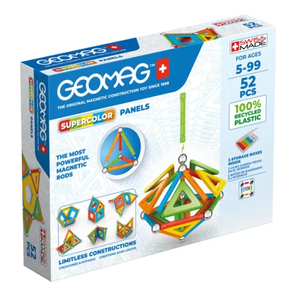 Geomag Constructions Magnétiques, Billes< Panels Supercolor - Ecofriendly 52 Pieces