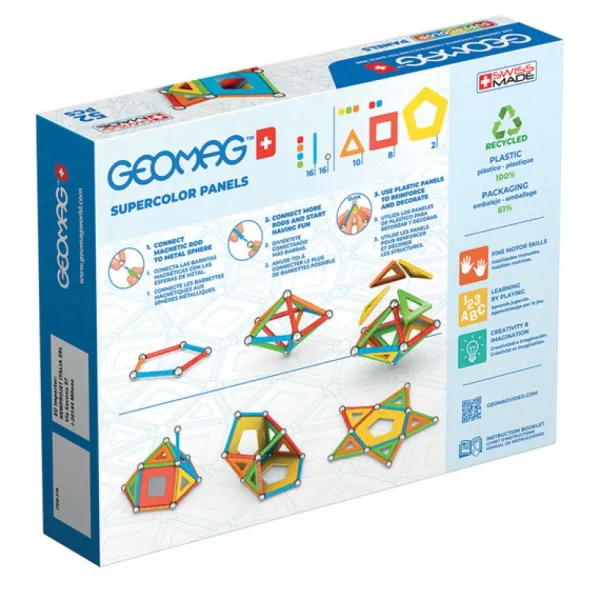 Geomag Constructions Magnétiques, Billes< Panels Supercolor - Ecofriendly 52 Pieces