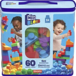 Mega Bloks 1Er Age<Grand Sac De Construction 60 Briques - Bleu