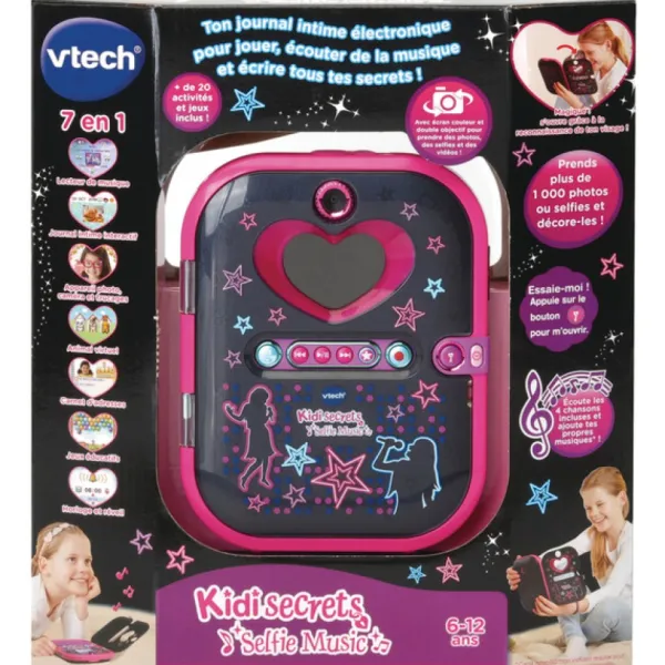VTech Journal Intime<Journal Intime Electronique Selfie Music Noir Kidisecrets