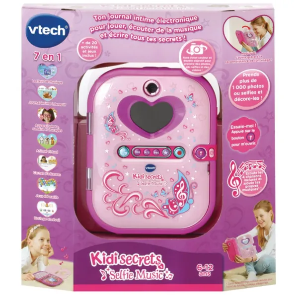 VTech Journal Intime<Journal Intime Electronique Selfie Music Rose Kidisecrets