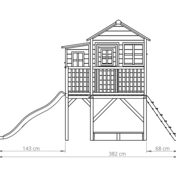 Exit Toys Aires De Jeux<Maison En Bois Loft 550 Rouge Avec Bac A Sable Et Toboggan