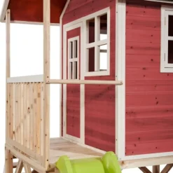 Exit Toys Aires De Jeux<Maison En Bois Loft 500 Rouge Avec Toboggan Et Bac A Sable