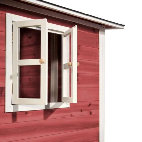 Exit Toys Aires De Jeux<Maison En Bois Loft 500 Rouge Avec Toboggan Et Bac A Sable