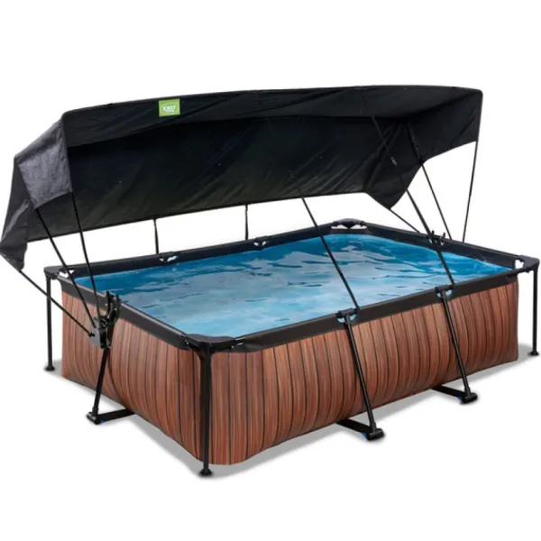 Exit Toys Bouées Jeux Gonflables Et Piscines<Piscine Wood 220 X 150 X 65 Avec Pompe Filtrante Et Voile D'Ombrage