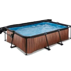 Exit Toys Bouées Jeux Gonflables Et Piscines<Piscine Wood 220 X 150 X 65 Avec Pompe Filtrante Et Voile D'Ombrage