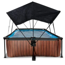 Exit Toys Bouées Jeux Gonflables Et Piscines<Piscine Wood 220 X 150 X 65 Avec Pompe Filtrante Et Voile D'Ombrage