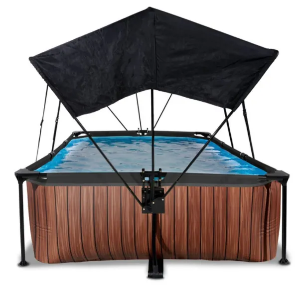 Exit Toys Bouées Jeux Gonflables Et Piscines<Piscine Wood 220 X 150 X 65 Avec Pompe Filtrante Et Voile D'Ombrage