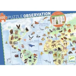 Djeco Puzzle Bébé / Enfant<Puzzle Observation Animaux Du Monde 100 Pieces