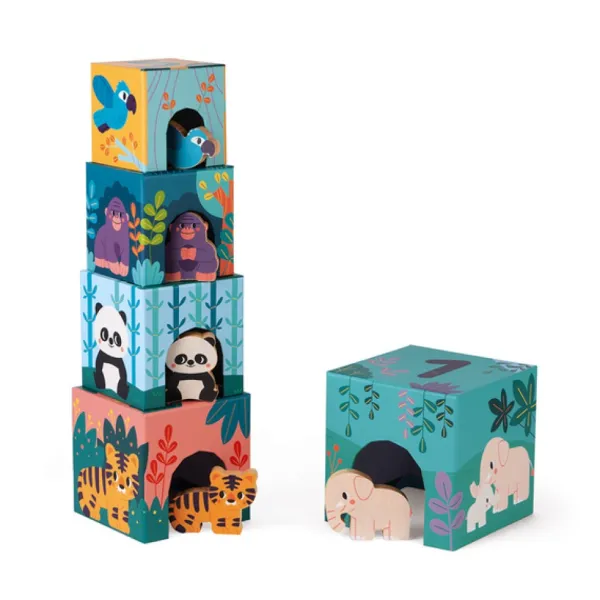 Janod Jouets À Emboîter, À Empiler<Pyramide En Carton Et Figurines En Bois - Partenariat Wwf®