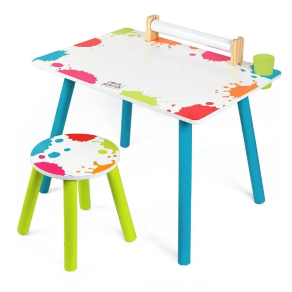 Creamania Dessin Et Peinture<Table A Dessin Et Tabouret En Bois Avec Rouleau