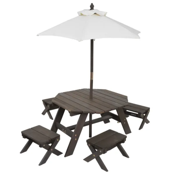KidKraft Tables Et Chaises De Jardin<Table En Bois Avec Tabourets Et Parasol