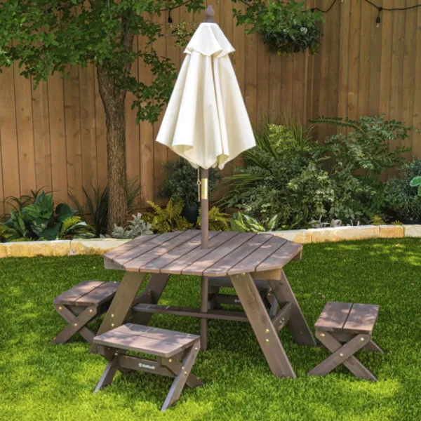 KidKraft Tables Et Chaises De Jardin<Table En Bois Avec Tabourets Et Parasol
