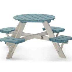 Plum Tables Et Chaises De Jardin<Table Ronde Avec Sieges Bleus En Bois