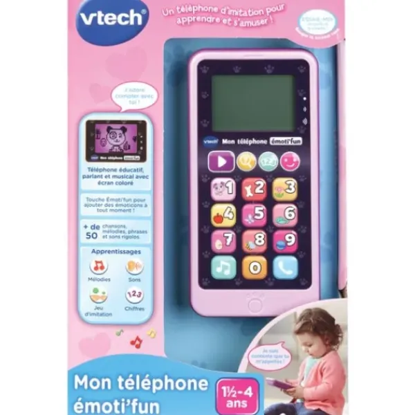 VTech Ordinateurs Et Jeux Interactifs<Telephone Educatif Emoti'Fun Rose